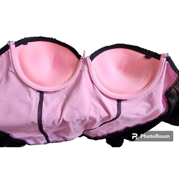 Native Intimates 36B Lace Bustier Black/Pink - Picture 6 of 8